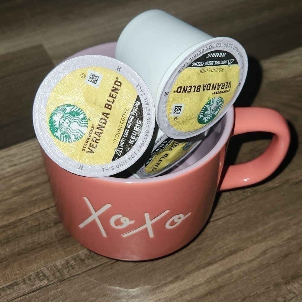 Pink XOXO COFFEE MUG WITH STARBUCKS COFFEE PERFECT FOR MOTHERS DAY